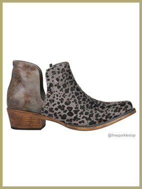 ROPER Ava Leopard Snip Toe Ankle Boots Faux Leather